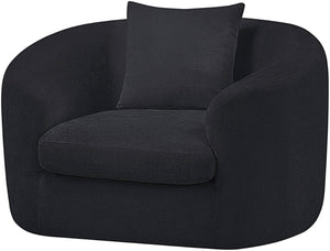 Meridian Furniture Penelope Plush Chenille Accent Chair with Throw Pillows and Solid Wood Frame for Living Rooms Black 44073Black-C