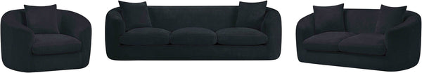 Meridian Furniture Penelope Plush Chenille Accent Chair with Throw Pillows and Solid Wood Frame for Living Rooms Black 44073Black-C