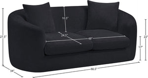 Meridian Furniture Penelope Chenille Upholstered Loveseat with Plush Texture Solid Wood Frame Accent Pillows Included Black 44073Black-L
