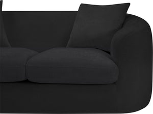 Meridian Furniture Penelope Chenille Upholstered Loveseat with Plush Texture Solid Wood Frame Accent Pillows Included Black 44073Black-L