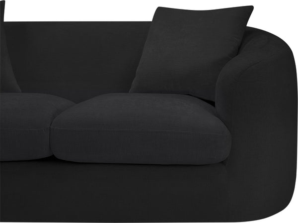 Meridian Furniture Penelope Chenille Upholstered Loveseat with Plush Texture Solid Wood Frame Accent Pillows Included Black 44073Black-L