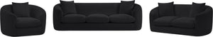 Meridian Furniture Penelope Chenille Upholstered Loveseat with Plush Texture Solid Wood Frame Accent Pillows Included Black 44073Black-L