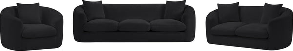 Meridian Furniture Penelope Chenille Upholstered Loveseat with Plush Texture Solid Wood Frame Accent Pillows Included Black 44073Black-L