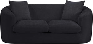 Meridian Furniture Penelope Chenille Upholstered Loveseat with Plush Texture Solid Wood Frame Accent Pillows Included Black 44073Black-L