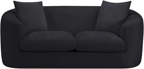 Meridian Furniture Penelope Chenille Upholstered Loveseat with Plush Texture Solid Wood Frame Accent Pillows Included Black 44073Black-L
