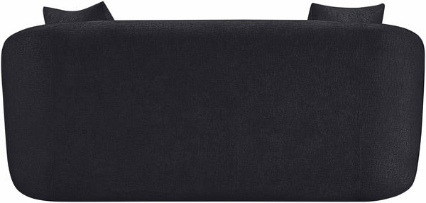 Meridian Furniture Penelope Chenille Upholstered Loveseat with Plush Texture Solid Wood Frame Accent Pillows Included Black 44073Black-L