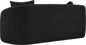 Meridian Furniture Penelope Chenille Upholstered Loveseat with Plush Texture Solid Wood Frame Accent Pillows Included Black 44073Black-L