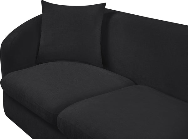 Meridian Furniture Penelope Chenille Upholstered Loveseat with Plush Texture Solid Wood Frame Accent Pillows Included Black 44073Black-L