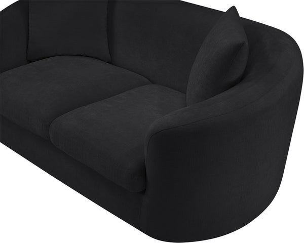 Meridian Furniture Penelope Chenille Upholstered Loveseat with Plush Texture Solid Wood Frame Accent Pillows Included Black 44073Black-L