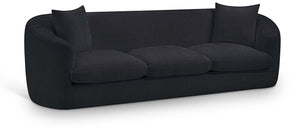 Meridian Furniture Penelope Three Seat Chenille Sofa with Solid Wood Frame for Modern Living Room Comfort Black 44073Black-S
