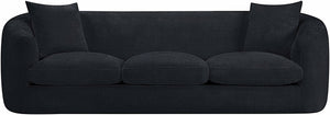 Meridian Furniture Penelope Three Seat Chenille Sofa with Solid Wood Frame for Modern Living Room Comfort Black 44073Black-S