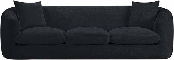 Meridian Furniture Penelope Three Seat Chenille Sofa with Solid Wood Frame for Modern Living Room Comfort Black 44073Black-S