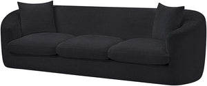 Meridian Furniture Penelope Three Seat Chenille Sofa with Solid Wood Frame for Modern Living Room Comfort Black 44073Black-S