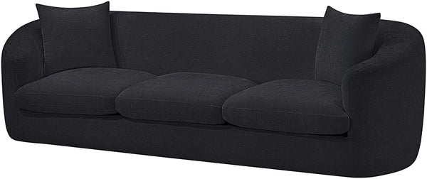 Meridian Furniture Penelope Three Seat Chenille Sofa with Solid Wood Frame for Modern Living Room Comfort Black 44073Black-S