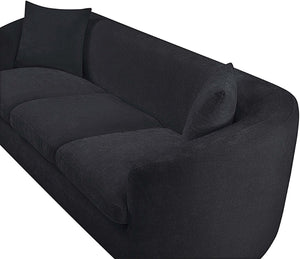 Meridian Furniture Penelope Three Seat Chenille Sofa with Solid Wood Frame for Modern Living Room Comfort Black 44073Black-S