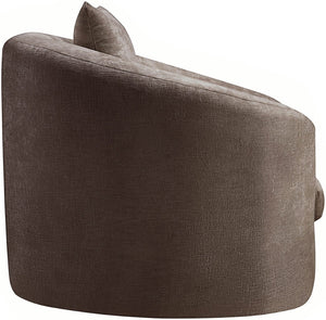 Meridian Furniture Penelope Plush Chenille Accent Chair with Throw Pillows and Solid Wood Frame for Living Rooms Brown 44073Brown-C