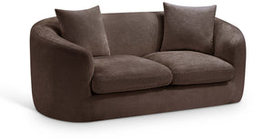 Meridian Furniture Penelope Chenille Upholstered Loveseat with Plush Texture Solid Wood Frame Accent Pillows Included Brown 44073Brown-L