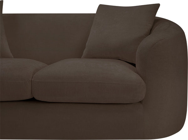Meridian Furniture Penelope Chenille Upholstered Loveseat with Plush Texture Solid Wood Frame Accent Pillows Included Brown 44073Brown-L