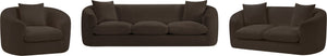 Meridian Furniture Penelope Chenille Upholstered Loveseat with Plush Texture Solid Wood Frame Accent Pillows Included Brown 44073Brown-L
