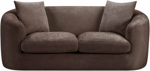 Meridian Furniture Penelope Chenille Upholstered Loveseat with Plush Texture Solid Wood Frame Accent Pillows Included Brown 44073Brown-L