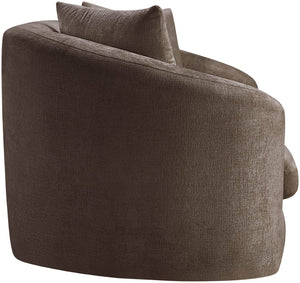 Meridian Furniture Penelope Chenille Upholstered Loveseat with Plush Texture Solid Wood Frame Accent Pillows Included Brown 44073Brown-L