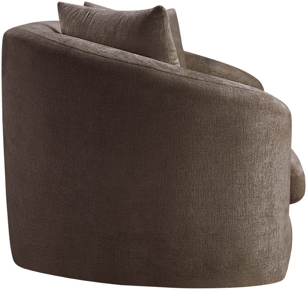 Meridian Furniture Penelope Chenille Upholstered Loveseat with Plush Texture Solid Wood Frame Accent Pillows Included Brown 44073Brown-L