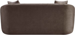 Meridian Furniture Penelope Chenille Upholstered Loveseat with Plush Texture Solid Wood Frame Accent Pillows Included Brown 44073Brown-L
