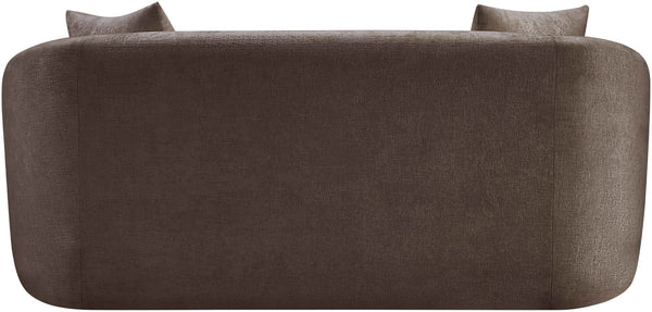 Meridian Furniture Penelope Chenille Upholstered Loveseat with Plush Texture Solid Wood Frame Accent Pillows Included Brown 44073Brown-L