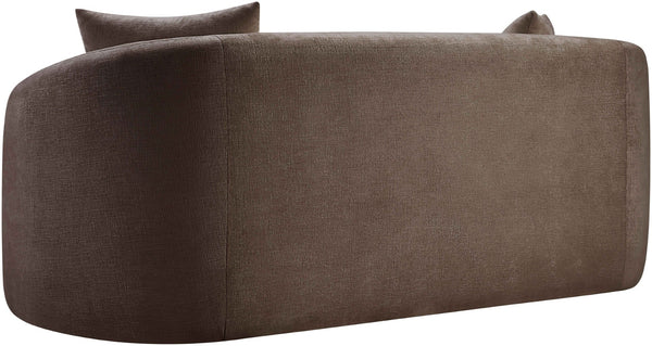 Meridian Furniture Penelope Chenille Upholstered Loveseat with Plush Texture Solid Wood Frame Accent Pillows Included Brown 44073Brown-L