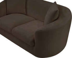 Meridian Furniture Penelope Chenille Upholstered Loveseat with Plush Texture Solid Wood Frame Accent Pillows Included Brown 44073Brown-L