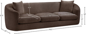Meridian Furniture Penelope Three Seat Chenille Sofa with Solid Wood Frame for Modern Living Room Comfort Brown 44073Brown-S