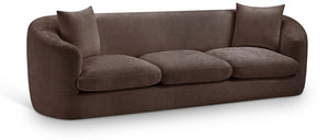 Meridian Furniture Penelope Three Seat Chenille Sofa with Solid Wood Frame for Modern Living Room Comfort Brown 44073Brown-S