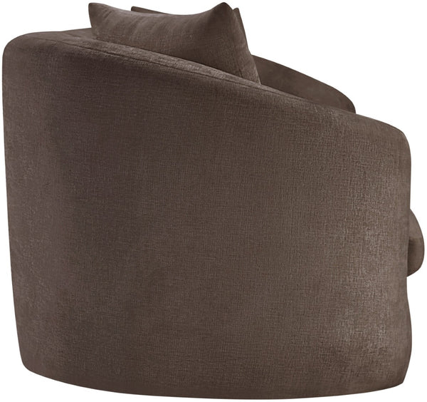 Meridian Furniture Penelope Three Seat Chenille Sofa with Solid Wood Frame for Modern Living Room Comfort Brown 44073Brown-S
