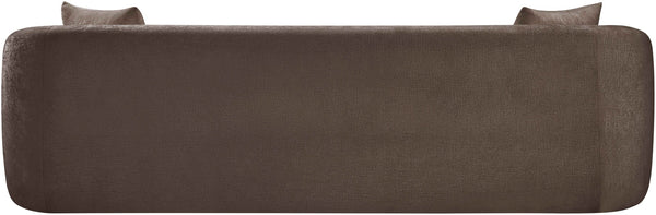 Meridian Furniture Penelope Three Seat Chenille Sofa with Solid Wood Frame for Modern Living Room Comfort Brown 44073Brown-S