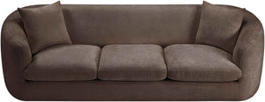 Meridian Furniture Penelope Three Seat Chenille Sofa with Solid Wood Frame for Modern Living Room Comfort Brown 44073Brown-S
