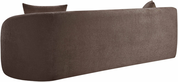 Meridian Furniture Penelope Three Seat Chenille Sofa with Solid Wood Frame for Modern Living Room Comfort Brown 44073Brown-S