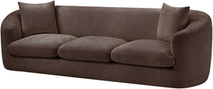 Meridian Furniture Penelope Three Seat Chenille Sofa with Solid Wood Frame for Modern Living Room Comfort Brown 44073Brown-S