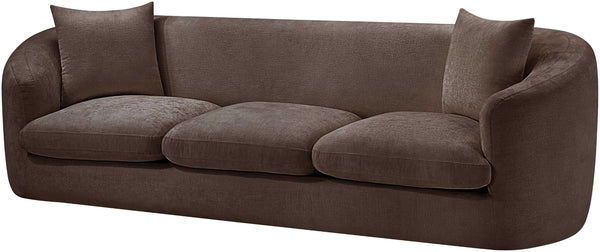 Meridian Furniture Penelope Three Seat Chenille Sofa with Solid Wood Frame for Modern Living Room Comfort Brown 44073Brown-S
