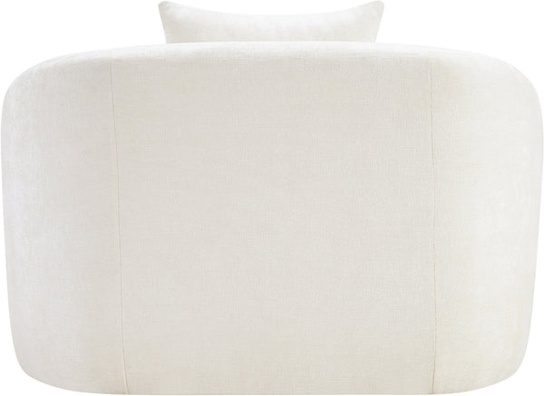 Meridian Furniture Penelope Plush Chenille Accent Chair with Throw Pillows and Solid Wood Frame for Living Rooms Cream 44073Cream-C