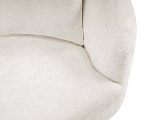 Meridian Furniture Penelope Plush Chenille Accent Chair with Throw Pillows and Solid Wood Frame for Living Rooms Cream 44073Cream-C