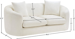 Meridian Furniture Penelope Chenille Upholstered Loveseat with Plush Texture Solid Wood Frame Accent Pillows Included Cream 44073Cream-L