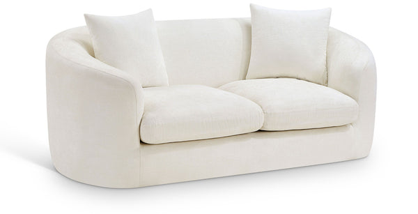 Meridian Furniture Penelope Chenille Upholstered Loveseat with Plush Texture Solid Wood Frame Accent Pillows Included Cream 44073Cream-L
