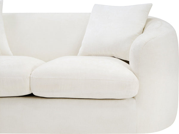 Meridian Furniture Penelope Chenille Upholstered Loveseat with Plush Texture Solid Wood Frame Accent Pillows Included Cream 44073Cream-L