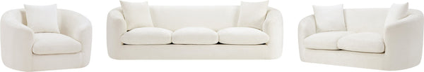 Meridian Furniture Penelope Chenille Upholstered Loveseat with Plush Texture Solid Wood Frame Accent Pillows Included Cream 44073Cream-L