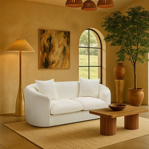Meridian Furniture Penelope Chenille Upholstered Loveseat with Plush Texture Solid Wood Frame Accent Pillows Included Cream 44073Cream-L