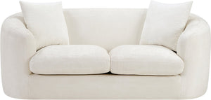 Meridian Furniture Penelope Chenille Upholstered Loveseat with Plush Texture Solid Wood Frame Accent Pillows Included Cream 44073Cream-L