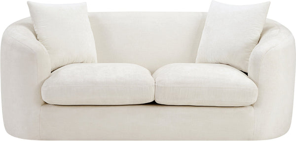 Meridian Furniture Penelope Chenille Upholstered Loveseat with Plush Texture Solid Wood Frame Accent Pillows Included Cream 44073Cream-L
