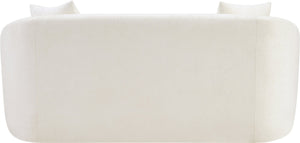 Meridian Furniture Penelope Chenille Upholstered Loveseat with Plush Texture Solid Wood Frame Accent Pillows Included Cream 44073Cream-L