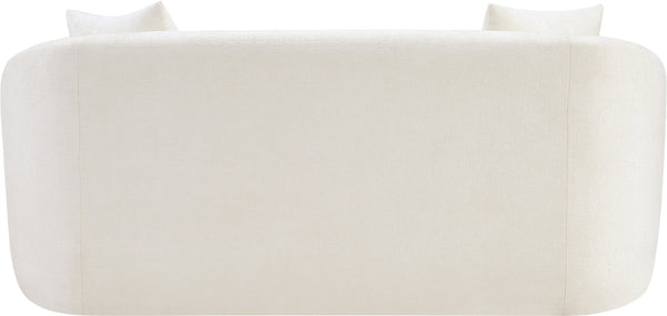 Meridian Furniture Penelope Chenille Upholstered Loveseat with Plush Texture Solid Wood Frame Accent Pillows Included Cream 44073Cream-L