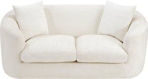 Meridian Furniture Penelope Chenille Upholstered Loveseat with Plush Texture Solid Wood Frame Accent Pillows Included Cream 44073Cream-L